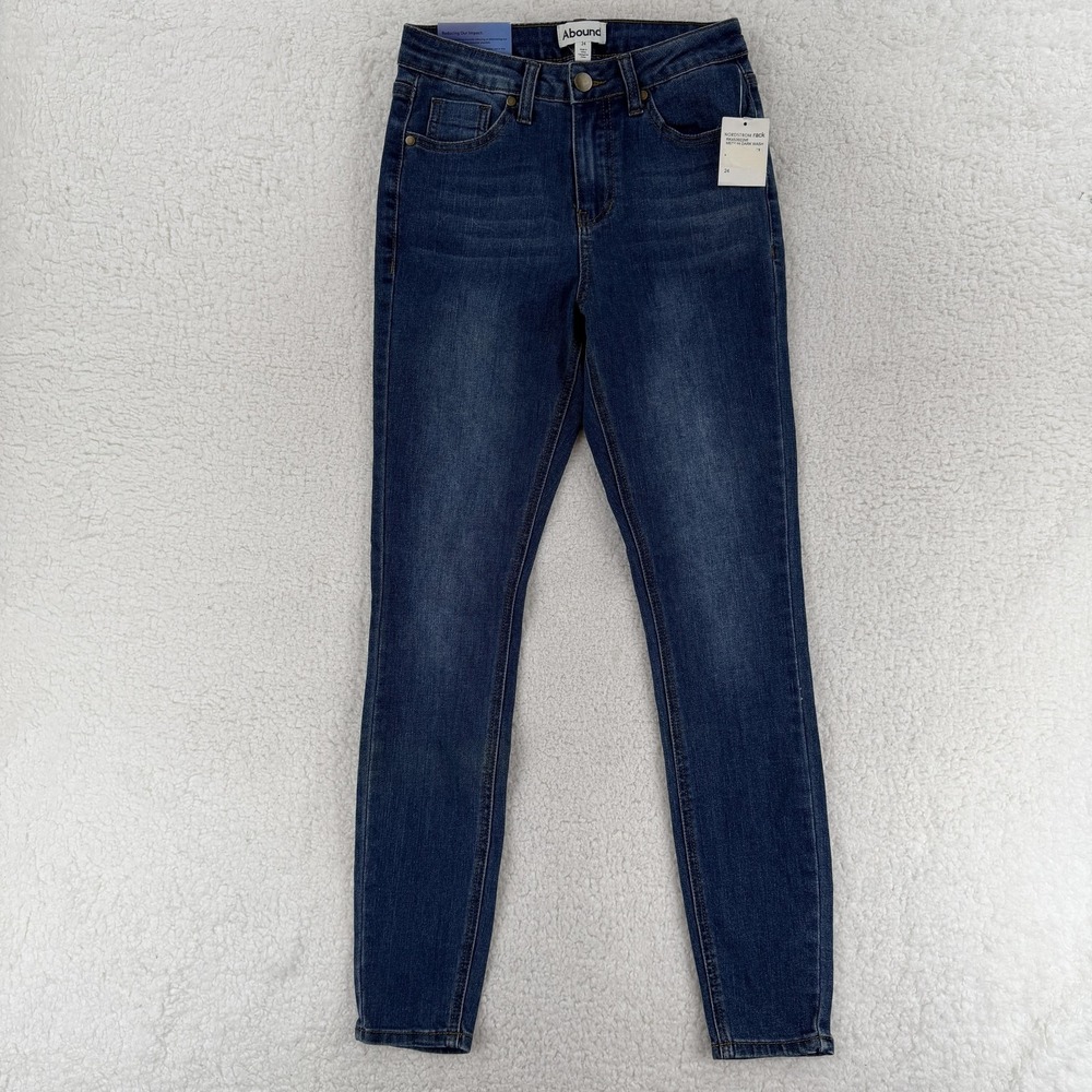 Abound Jeans Womens 24 Blue Medium Wash High Rise Skinny Fit Stretch‎ Denim NWT